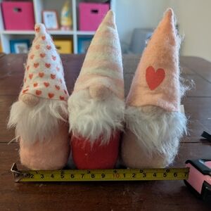 Set of Three Pink and Red Gnome Plushies